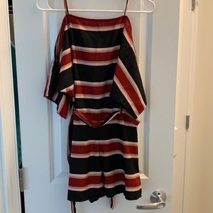 red and black striped romper
